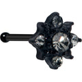 20G 1/4 Clear Gem Black Gothic Sun Nose Bone | NOSE BONE | Wiccan Center