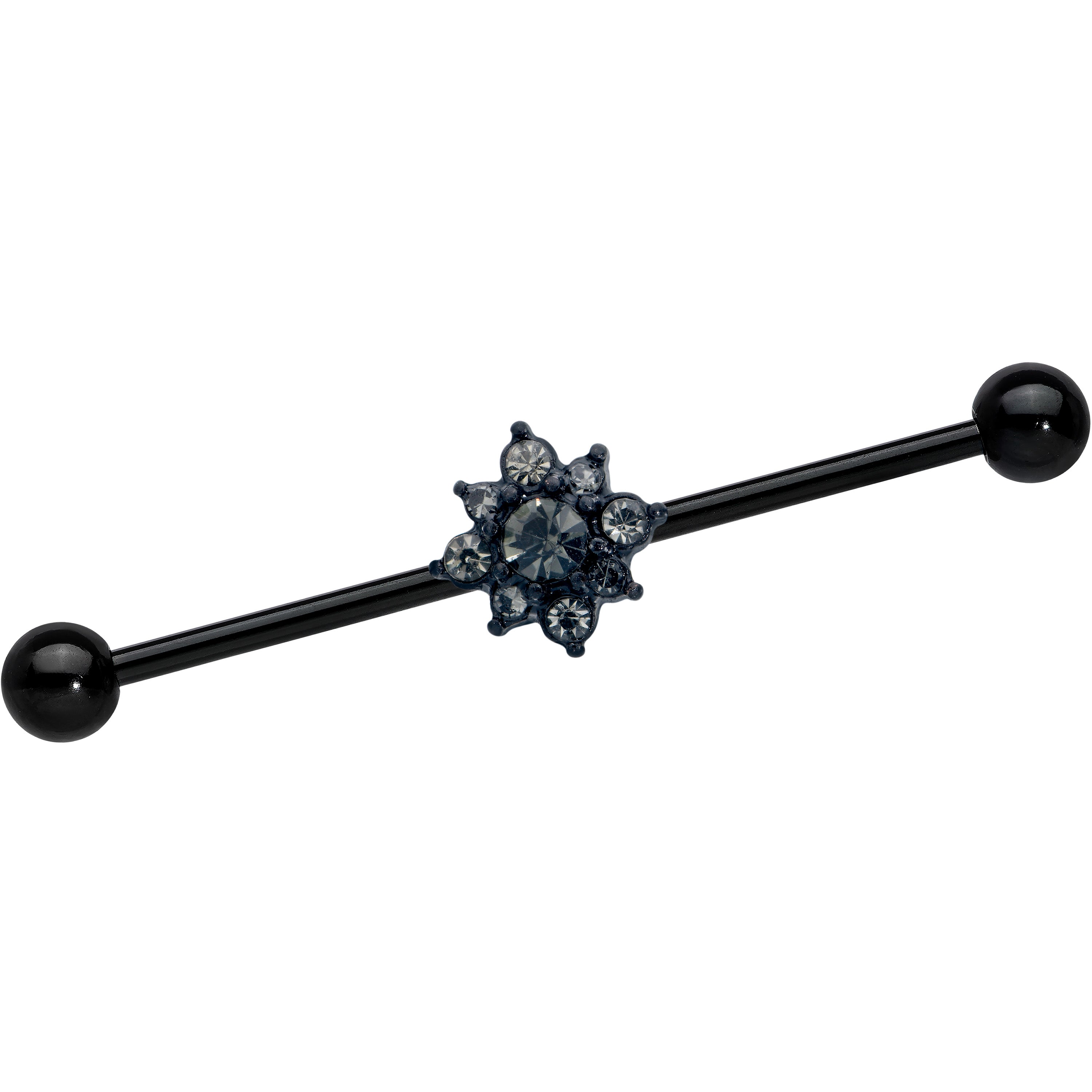 14G Clear Gem Black Gothic Sun Industrial Barbell 38mm | BARBELL Industrial | Wiccan Center