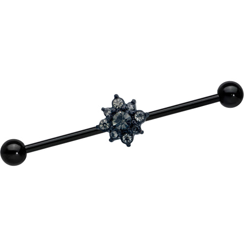 14G Clear Gem Black Gothic Sun Industrial Barbell 38mm | BARBELL Industrial | Wiccan Center