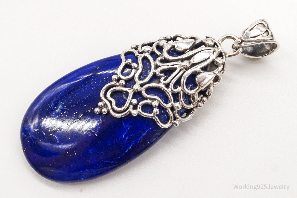 Large India Designer Doug Paulus Lapis Lazuli Ornate Sterling Silver Pendant | Jewelry > Necklaces > Pendants | Wiccan Center