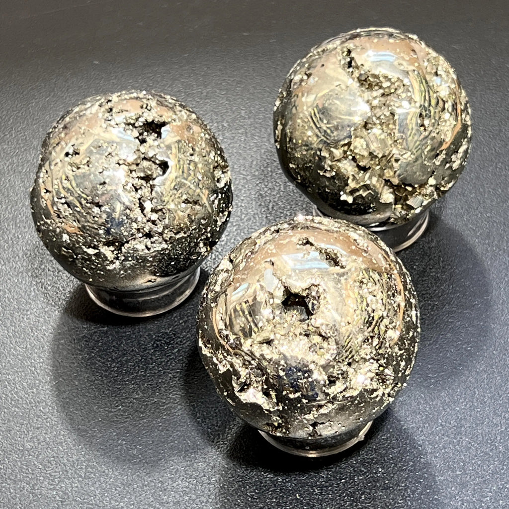 Golden Pyrite Crystal Druzy Sphere Fools Gold Polished Carving Wholesale | Home & Living > Home Decor > Home Accents > Rocks & Geodes | Wiccan Center