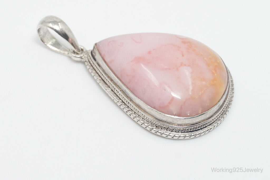 Vintage Large Pink Agate Sterling Silver Southwestern Necklace Pendant | Jewelry > Necklaces > Pendants | Wiccan Center