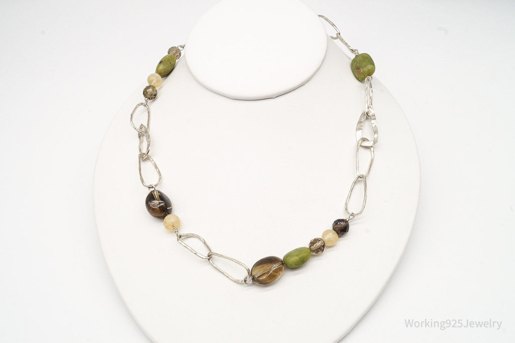 Retired Silpada Jade Smoky Topaz Citrine Chain Link Sterling Silver Necklace | Jewelry > Necklaces > Pendants | Wiccan Center