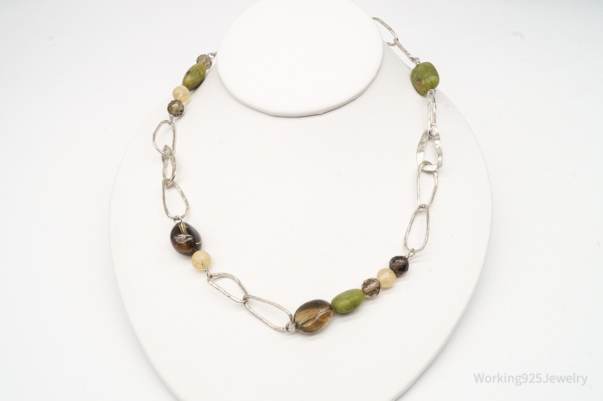 Retired Silpada Jade Smoky Topaz Citrine Chain Link Sterling Silver Necklace | Jewelry > Necklaces > Pendants | Wiccan Center