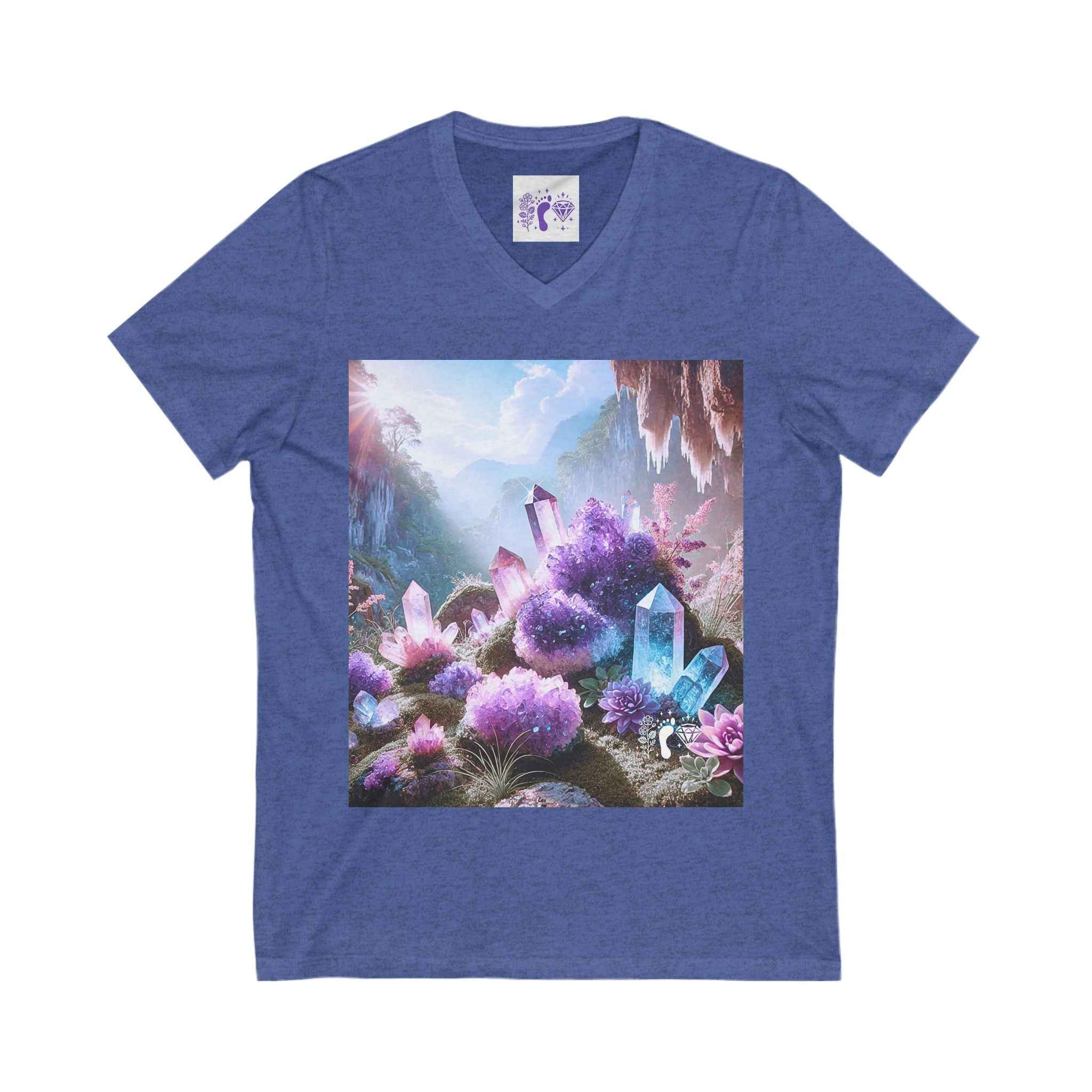 Crystal V-Neck Tee - Unisex Short Sleeve Shirt for Nature Lovers | V-neck | Wiccan Center