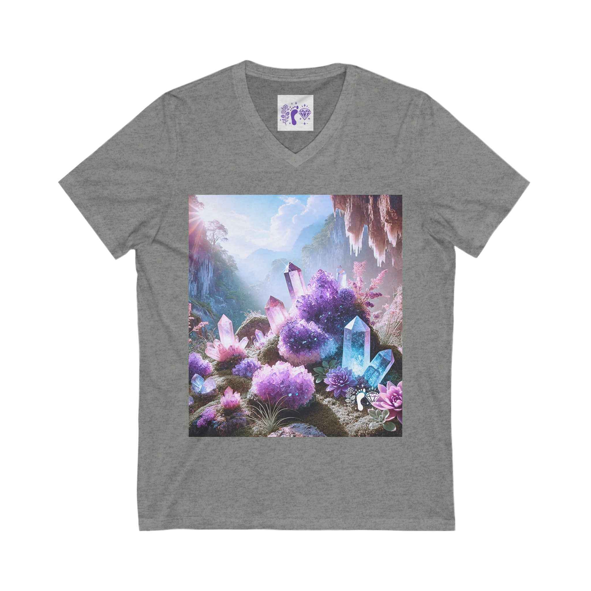 Crystal V-Neck Tee - Unisex Short Sleeve Shirt for Nature Lovers | V-neck | Wiccan Center