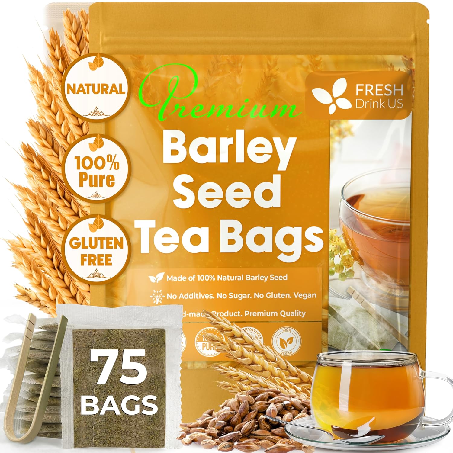 Premium Barley Tea Bags, 100% Natural & Pure from Barley. Loose Barey Herbal Tea. No Sugar, No Caffeine, No Gluten, Vegan. | Tea | Wiccan Center