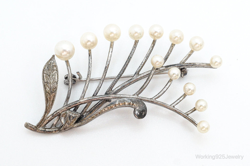 Large Antique Faux Pearl Sterling Silver Brooch Pin | Jewelry > Brooches, Pins & Clips | Wiccan Center