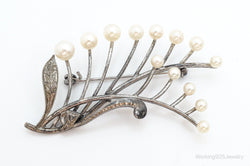 Large Antique Faux Pearl Sterling Silver Brooch Pin | Jewelry > Brooches, Pins & Clips | Wiccan Center