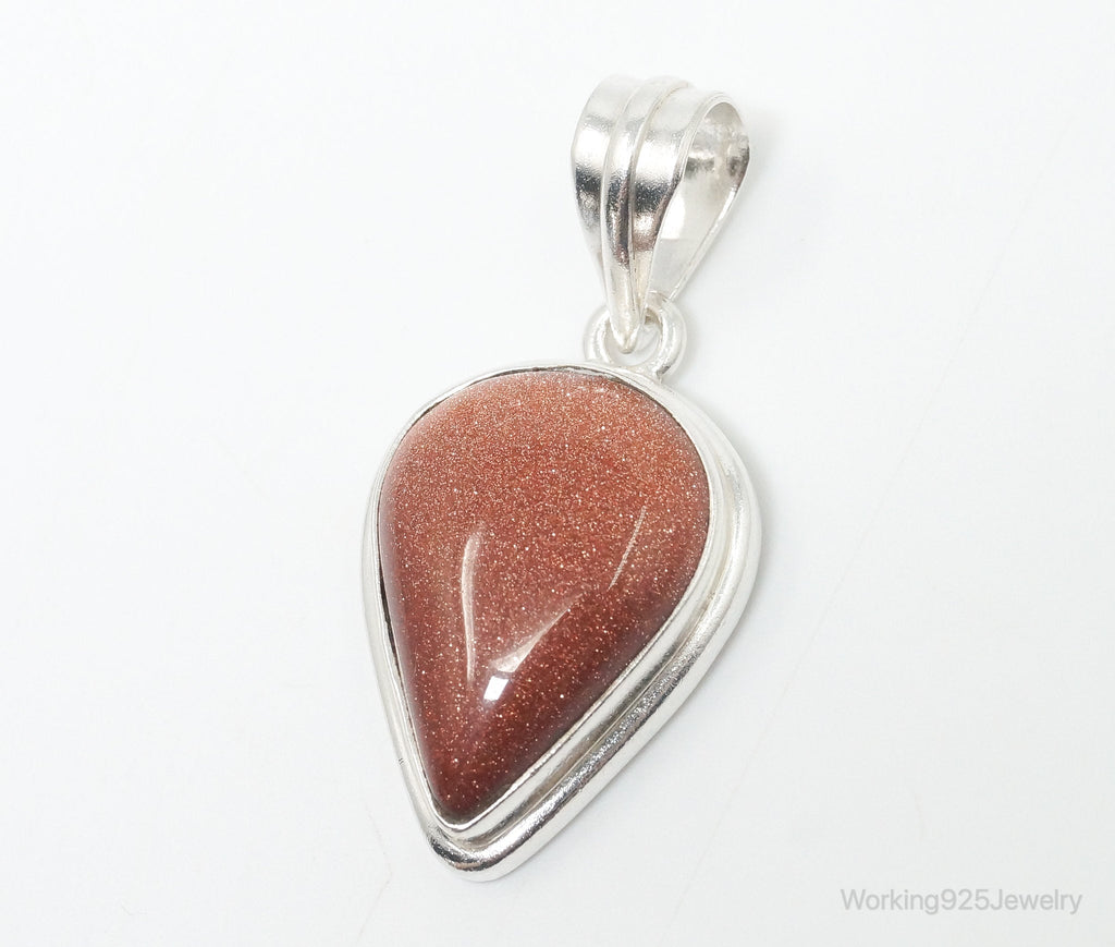 Vintage Large Goldstone Sterling Silver Southwestern Necklace Pendant | Jewelry > Necklaces > Pendants | Wiccan Center