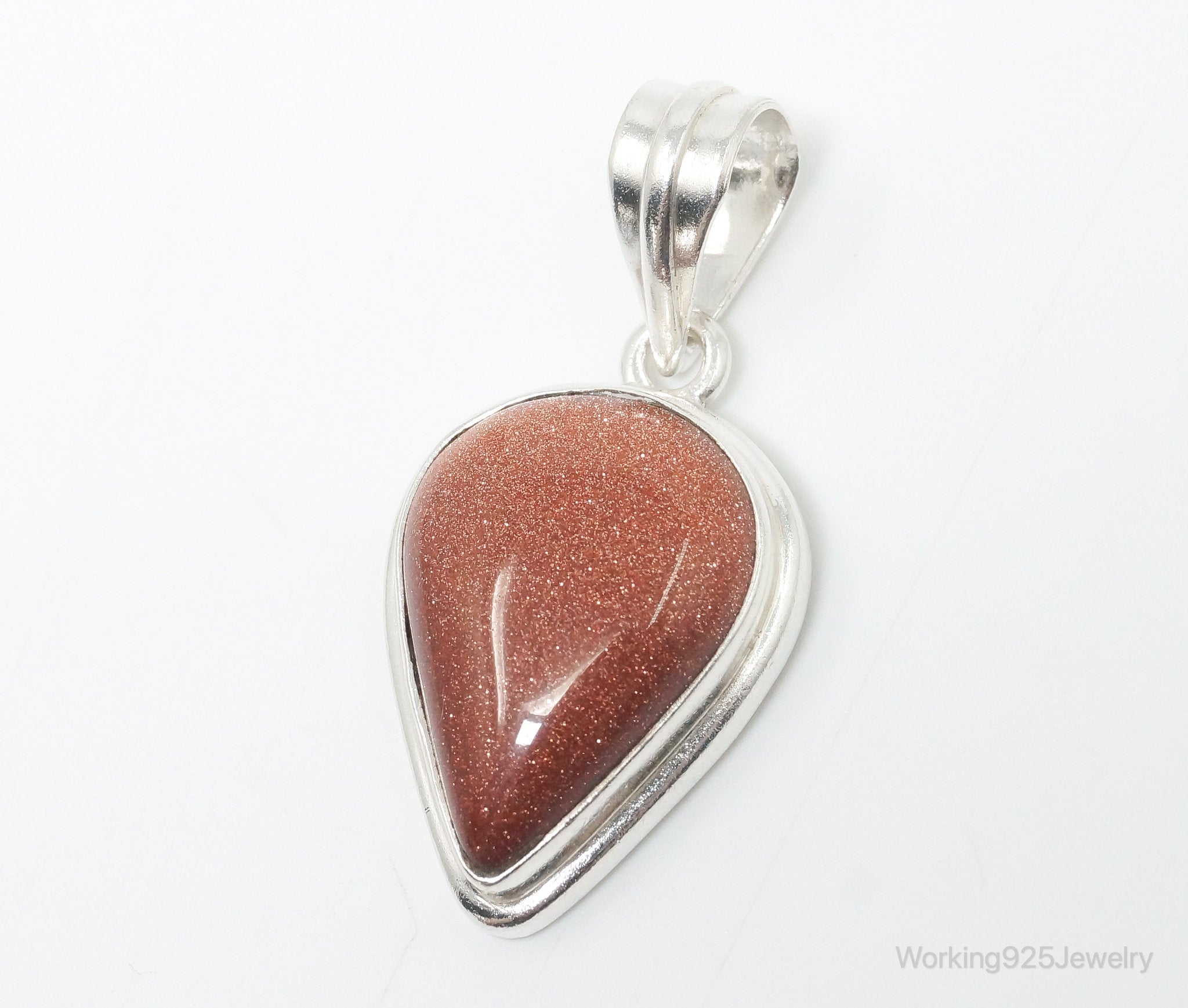 Vintage Large Goldstone Sterling Silver Southwestern Necklace Pendant | Jewelry > Necklaces > Pendants | Wiccan Center