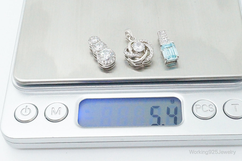 Vintage Blue Topaz & Cubic Zirconia Sterling Silver Necklace Pendants | Jewelry > Necklaces > Pendants | Wiccan Center