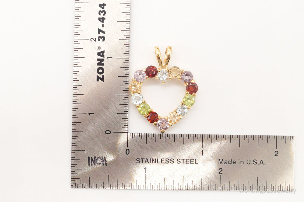 Designer Multi Gemstone Gold Vermeil Sterling Silver Heart Pendant | Jewelry > Necklaces > Pendants | Wiccan Center