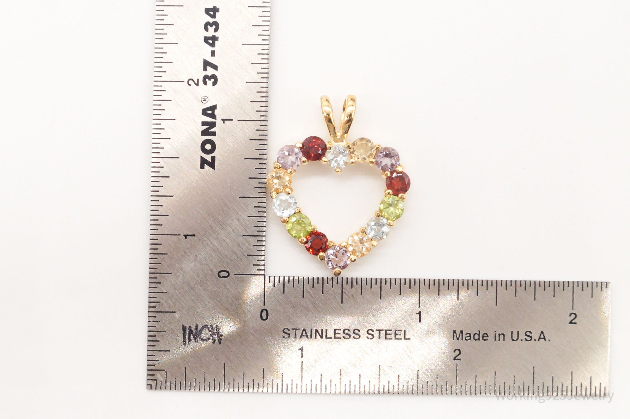 Designer Multi Gemstone Gold Vermeil Sterling Silver Heart Pendant | Jewelry > Necklaces > Pendants | Wiccan Center
