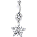 Clear Gem Classic Snowflake Christmas Dangle Belly Ring | BELLY RING Dangle | Wiccan Center