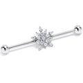 14G Clear Gem Classic Snowflake Christmas Industrial Barbell 38mm | BARBELL Industrial | Wiccan Center