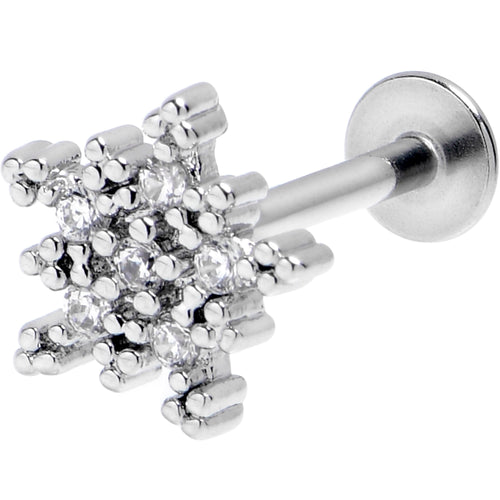 16G 5/16 Clear Gem Classic Snowflake Labret Monroe Tragus | LABRET Monroe TRAGUS | Wiccan Center