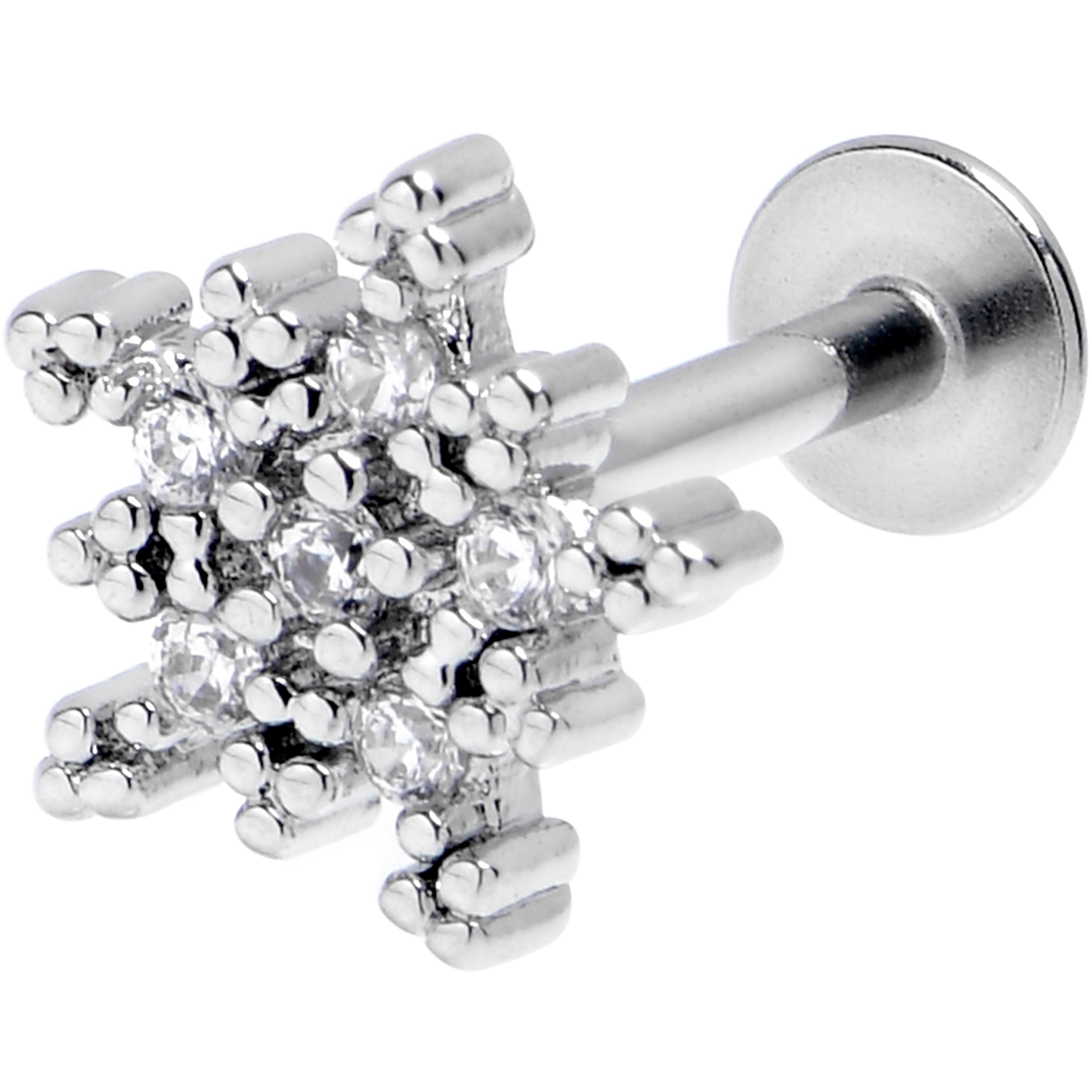 16G 1/4 Clear Gem Classic Snowflake Christmas Labret Tragus | LABRET Monroe TRAGUS | Wiccan Center