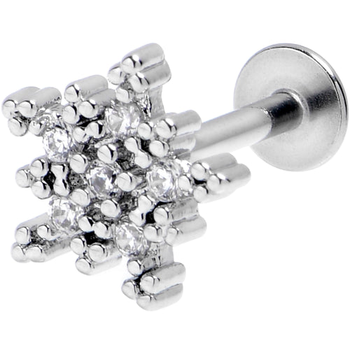 16G 1/4 Clear Gem Classic Snowflake Christmas Labret Tragus | LABRET Monroe TRAGUS | Wiccan Center