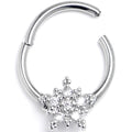 16G 3/8 Clear Gem Classic Snowflake Christmas Hinged Segment Ring | SEGMENT RING | Wiccan Center