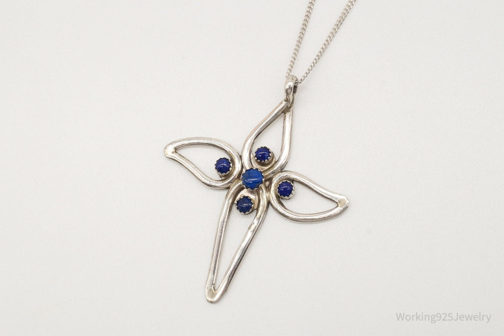 Vintage Native American FY Lapis Lazuli Sterling Silver Cross Necklace | Jewelry > Necklaces > Pendants | Wiccan Center