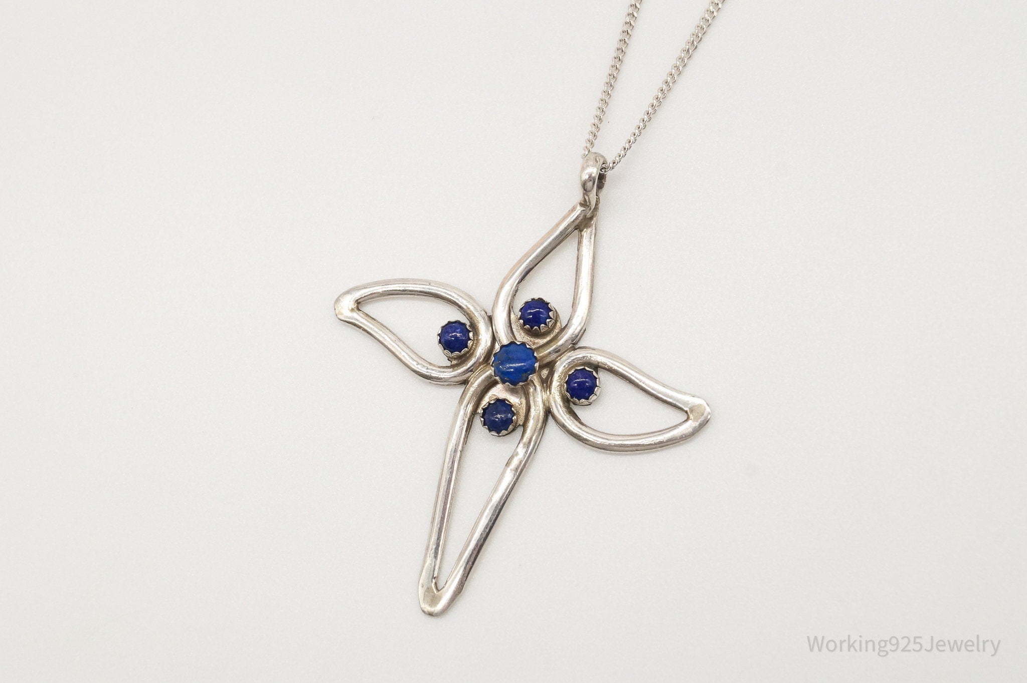 Vintage Native American FY Lapis Lazuli Sterling Silver Cross Necklace | Jewelry > Necklaces > Pendants | Wiccan Center