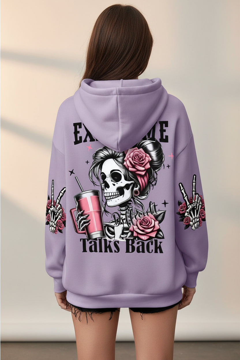Women's Skull & Letter Print Long-Sleeve Sweatshirt | Hoodies | Wiccan Center