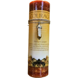 Courage Pillar w/Picture Jasper | Candle | Wiccan Center