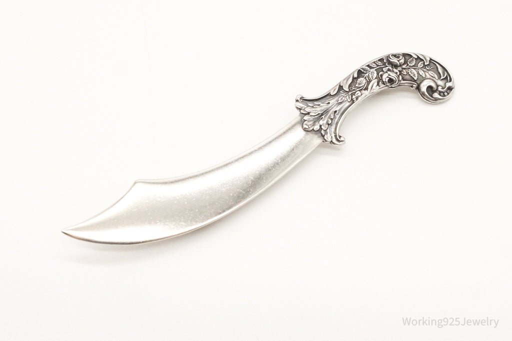 Large 1940s Victorian Revival Scimitar Sword Dagger Sterling Silver Pin Brooch | Jewelry > Brooches, Pins & Clips | Wiccan Center