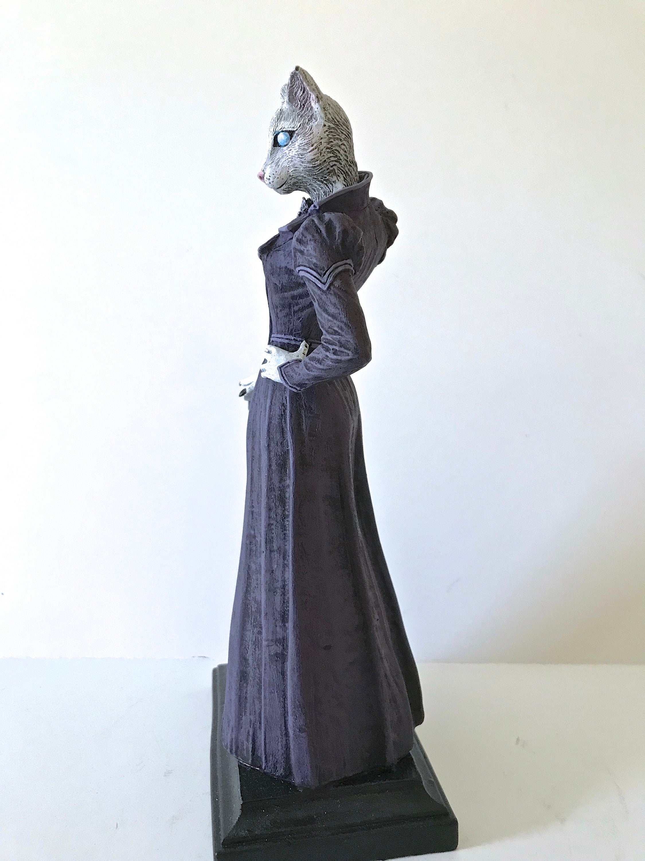 Lady Bast Statue, Cat Goddess, Full Color Resin Sculpture | Mythical Creature Figurine | Victorian Cat Goddess Figurine. Fantasy Art Decor