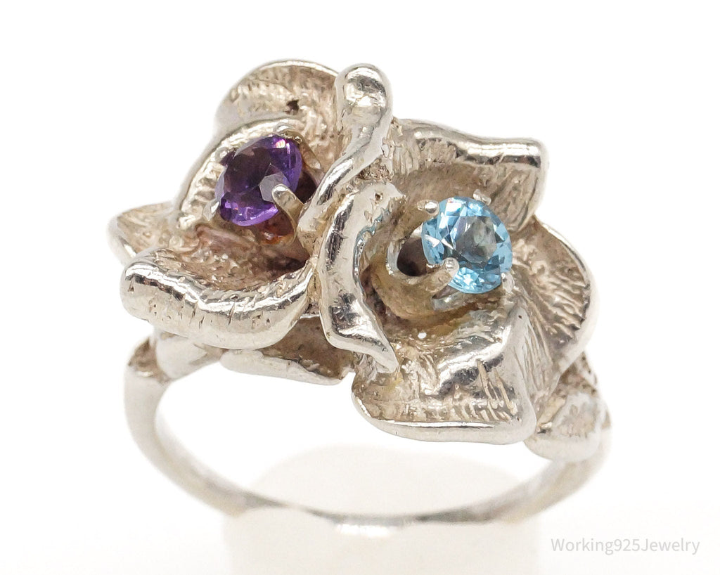 Vintage Blue Topaz Amethyst Silver Ring Size 7.25 | Jewelry > Rings | Wiccan Center