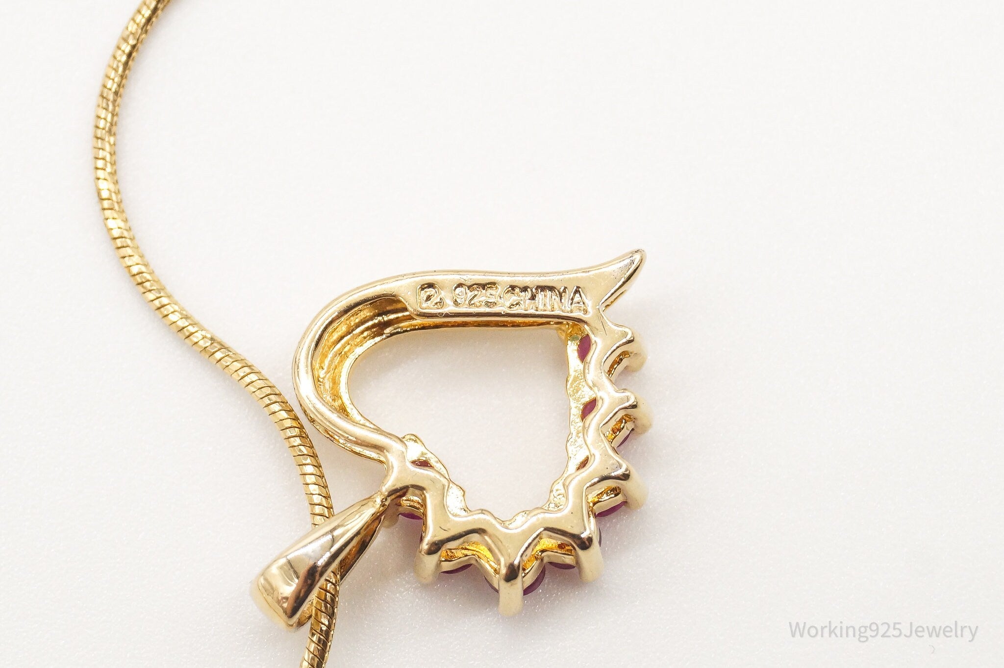 Vintage Designer Ross Simons Ruby Heart Gold Vermeil Sterling Silver Necklace | Jewelry > Necklaces > Pendants | Wiccan Center