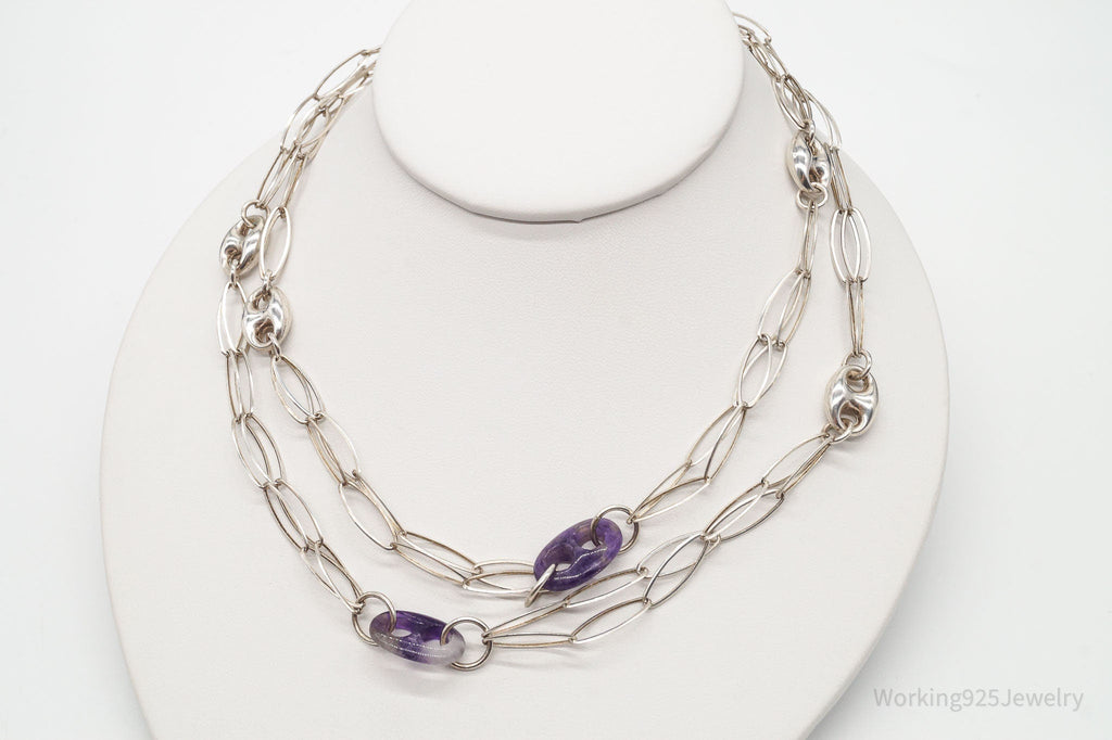 Vintage Amethyst Sterling Silver Chain Necklace 34" | Jewelry > Necklaces > Pendants | Wiccan Center