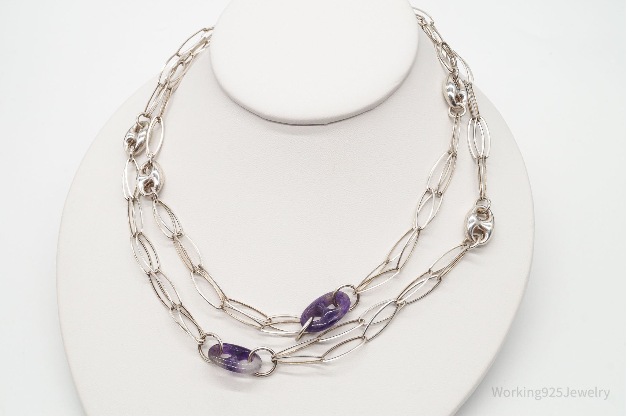 Vintage Amethyst Sterling Silver Chain Necklace 34" | Jewelry > Necklaces > Pendants | Wiccan Center
