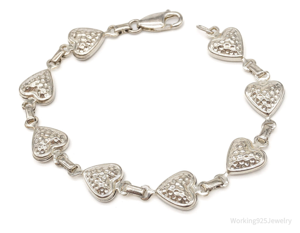 Vintage Italian Puffy Hearts Sterling Silver Link Bracelet | Jewelry > Bracelets | Wiccan Center