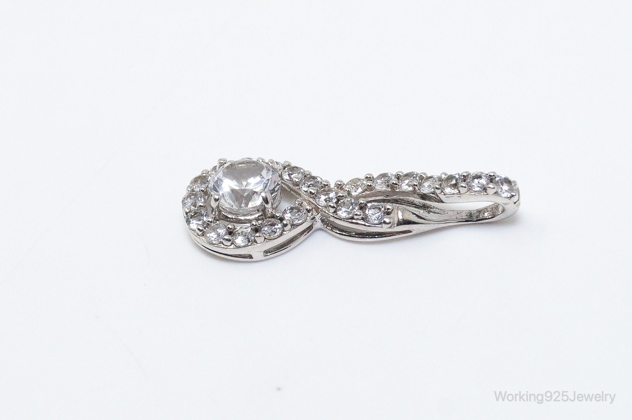 Vintage Art Deco Cubic Zirconia Sterling Silver Necklace Pendant | Jewelry > Necklaces > Pendants | Wiccan Center