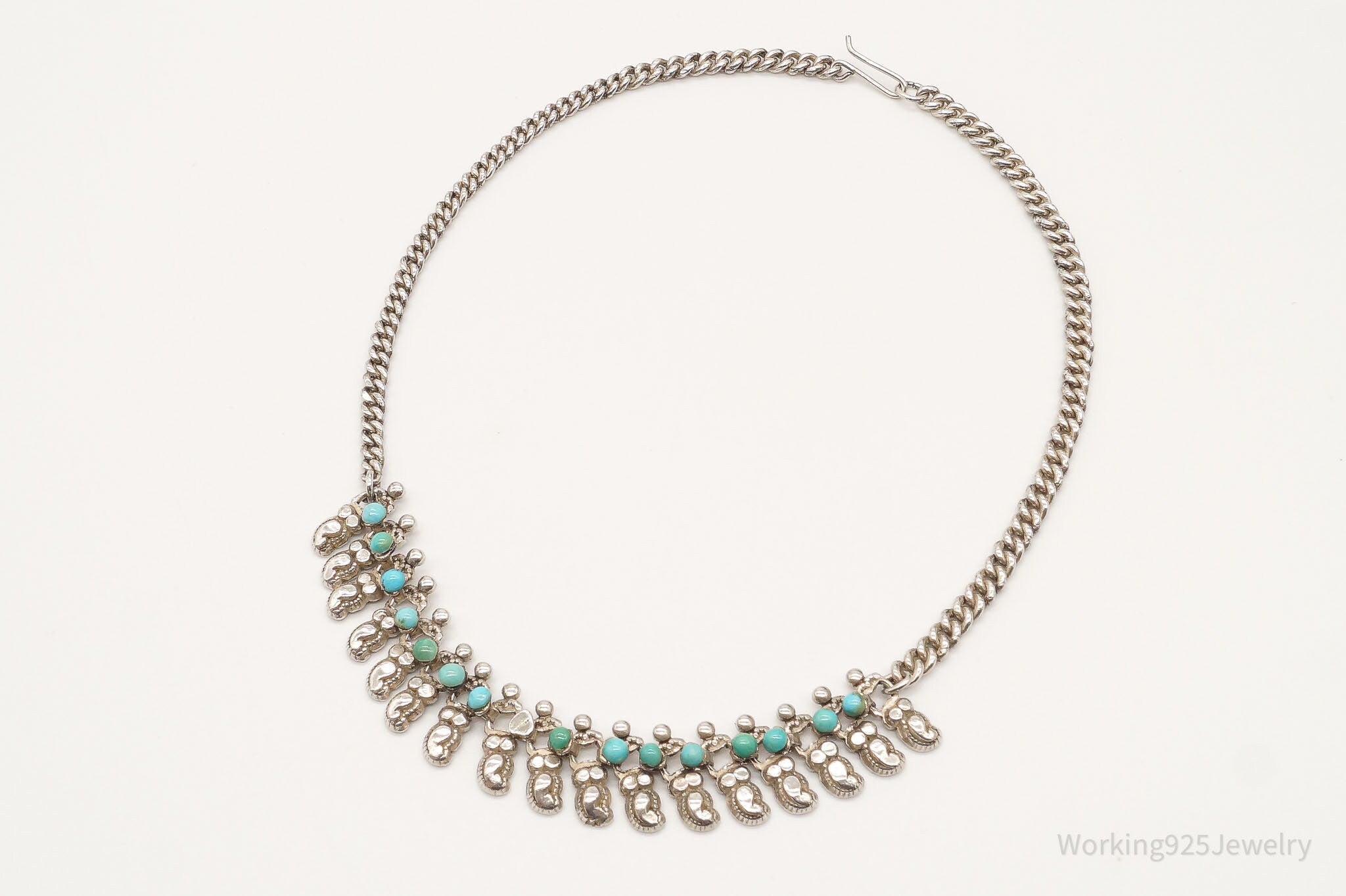 Handmade Vintage Native American Unsigned Turquoise Silver Necklace | Jewelry > Necklaces > Pendants | Wiccan Center