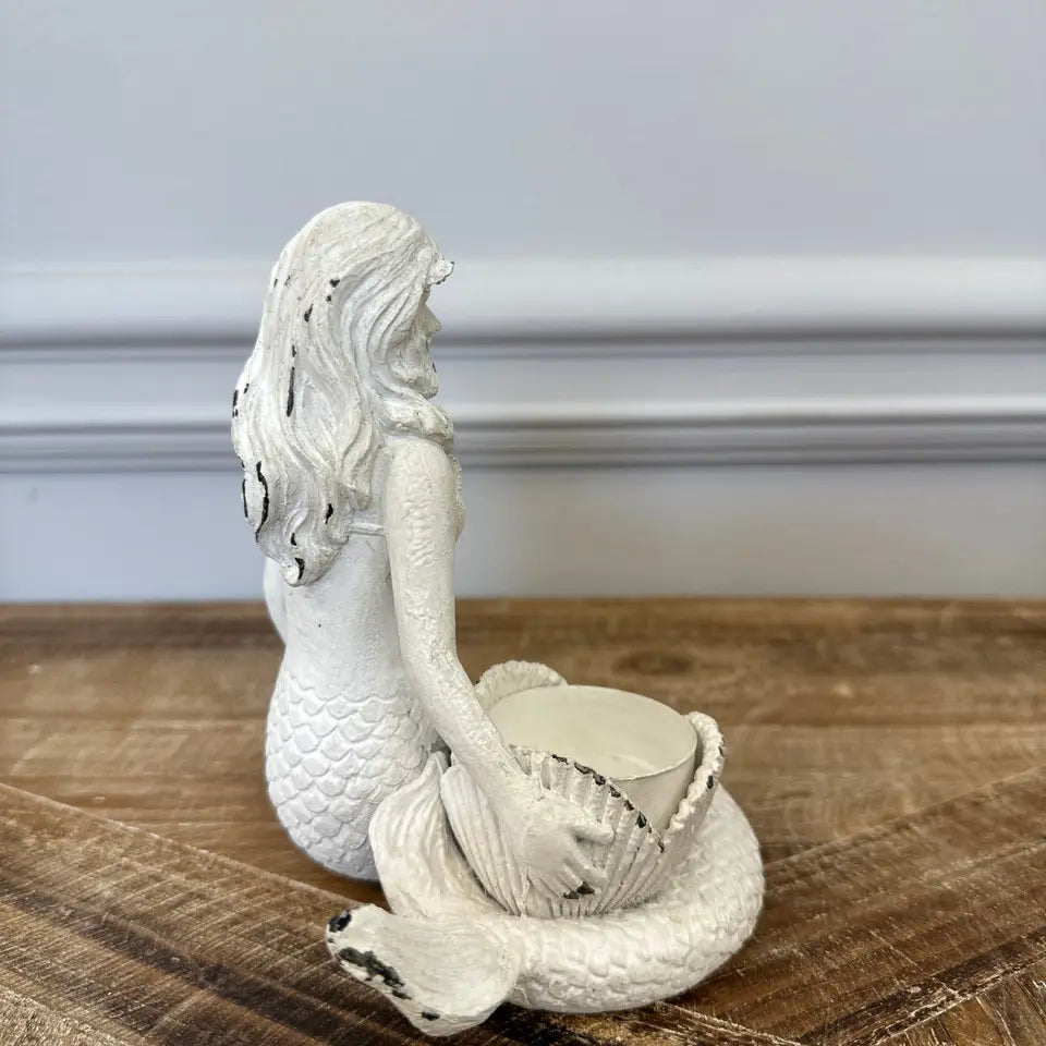 White Mermaid Resin Candle Holder | | Wiccan Center