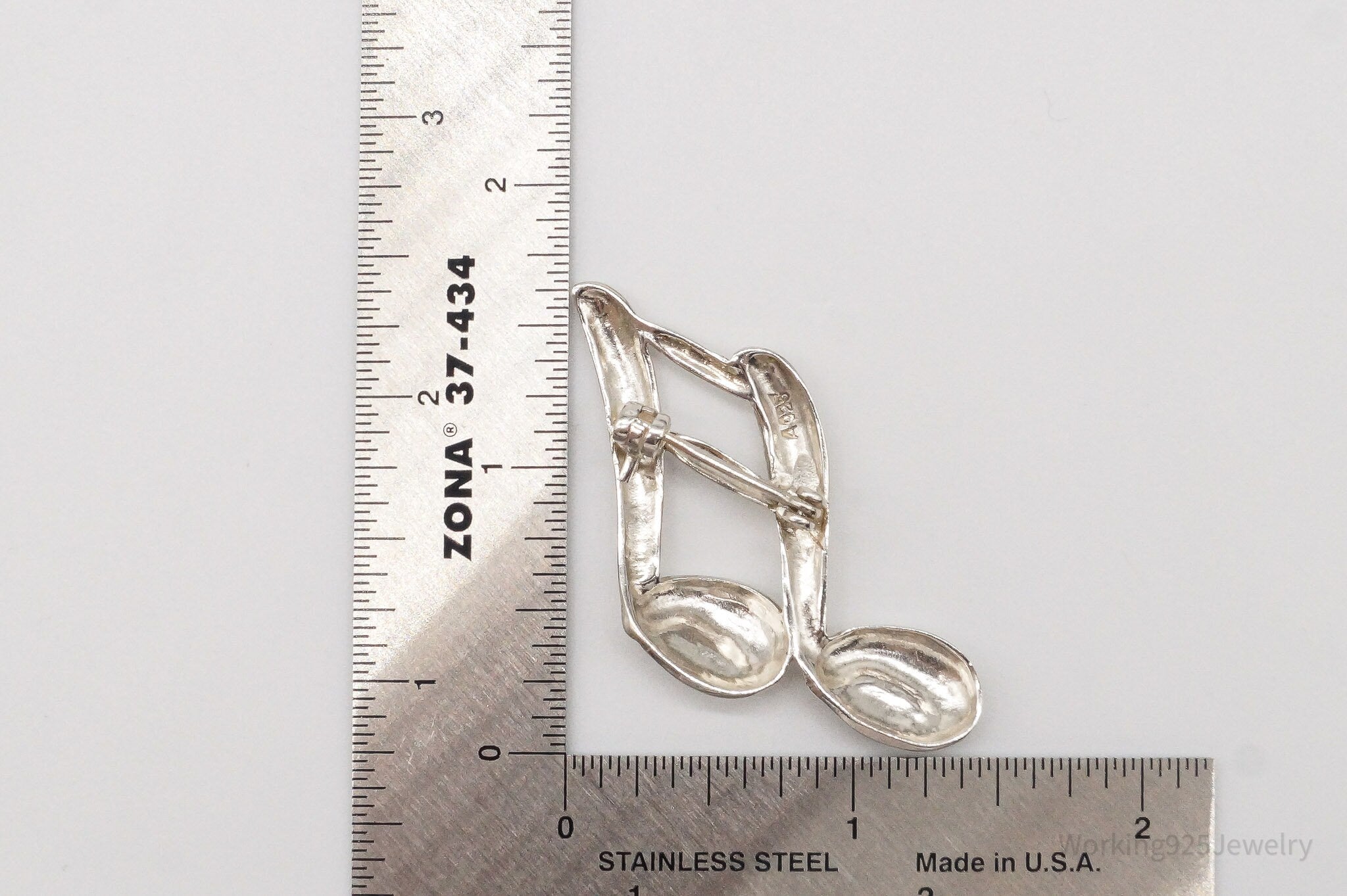 Vintage Puffy Music Note Sterling Silver Brooch Pin | Jewelry > Brooches, Pins & Clips | Wiccan Center