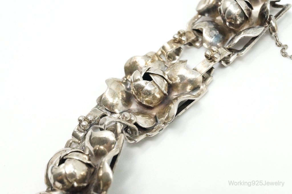 RARE 1940s Designer HOBE Flower Panels Sterling Silver Bracelet | Jewelry > Bracelets | Wiccan Center