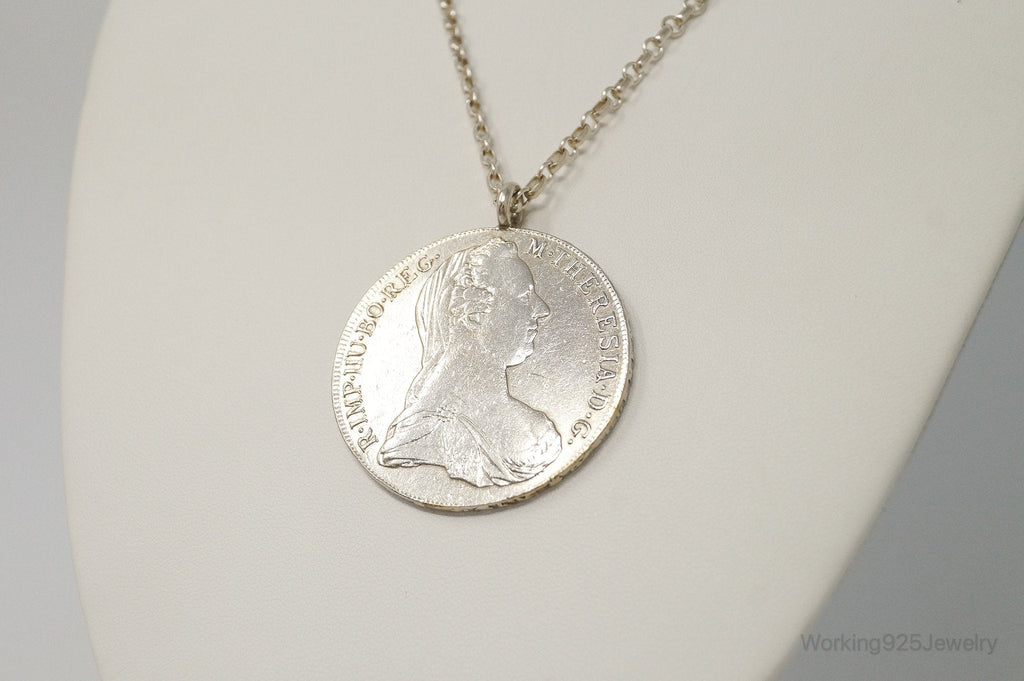 Antique 1780 M. Theresia Austrian Silver Thaler Coin Necklace | Jewelry > Necklaces > Pendants | Wiccan Center