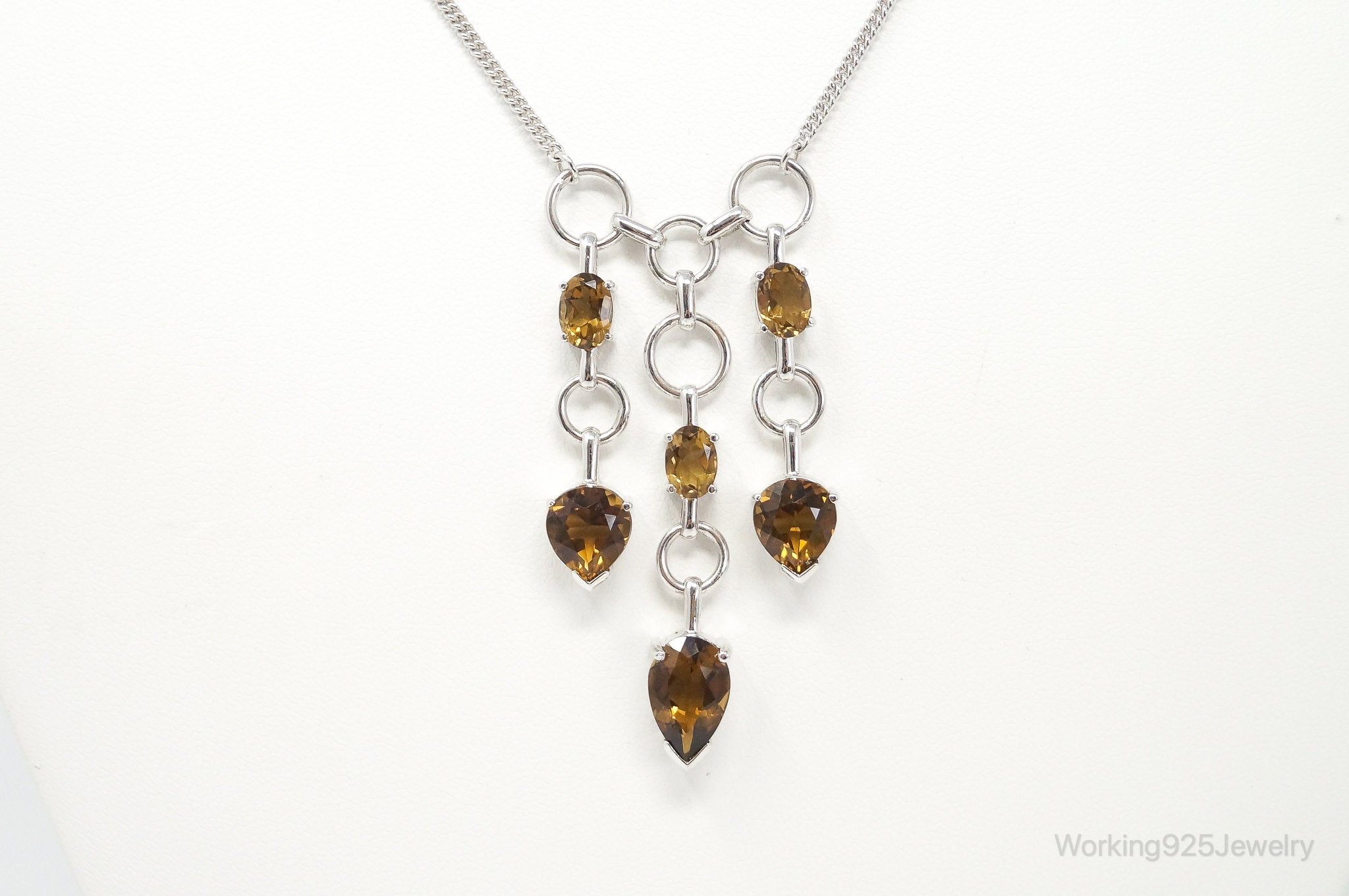 Vintage Smoky Topaz Modernist Sterling Silver Necklace | Jewelry > Necklaces > Pendants | Wiccan Center