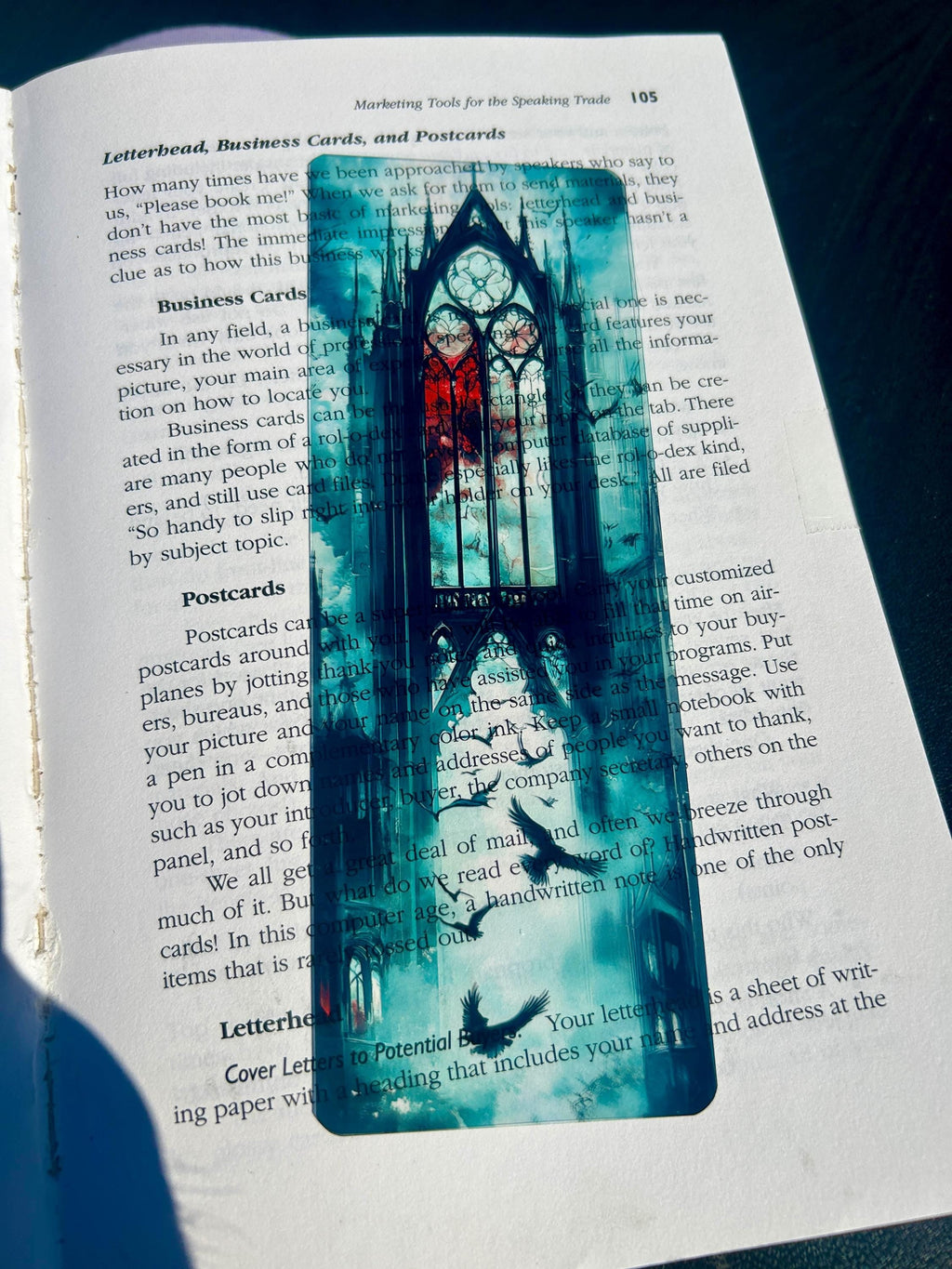 Gothic cathedral and ravens bookmark with stained glass and misty skies | dark fantasy gothic art | | Wiccan Center
