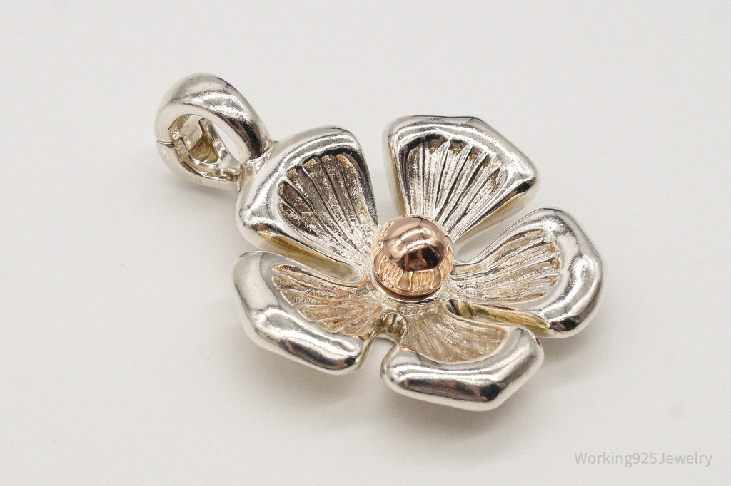 Vintage Large Espo 14K Gold Sterling Silver Quote Flower Pendant | Jewelry > Necklaces > Pendants | Wiccan Center