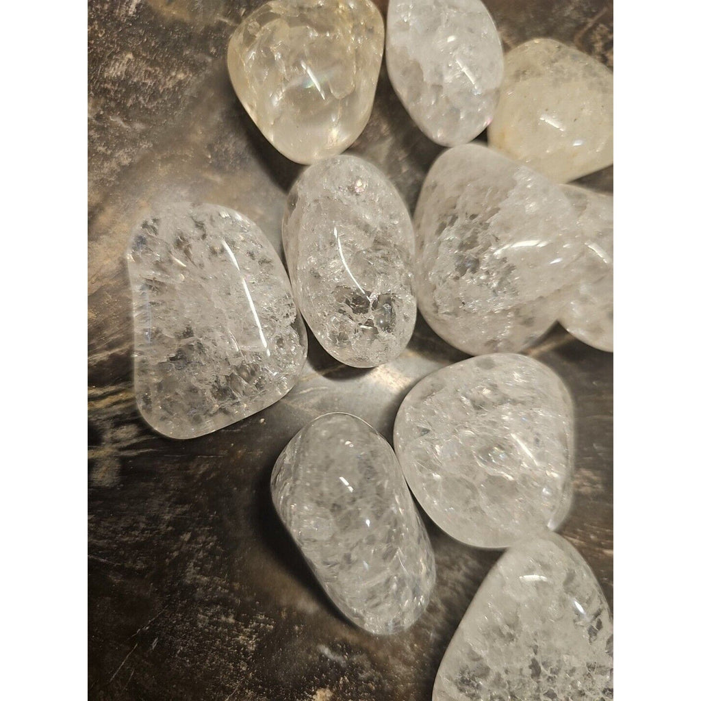 Crackle Quartz Tumbled Stones — 5-Piece Set for Clarity & Positive Energy | CrystalCloud Company
