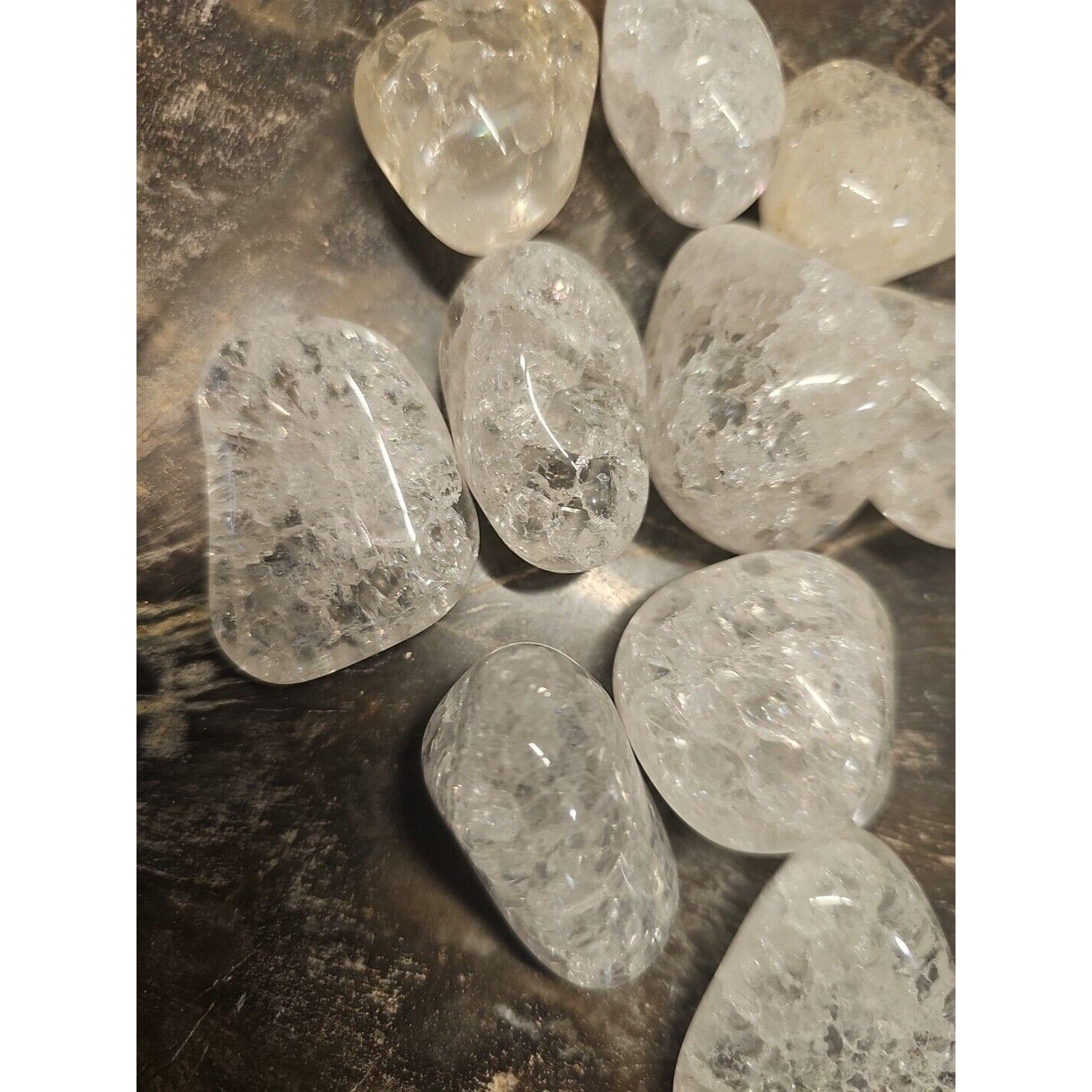 Crackle Quartz Tumbled Stones — 5-Piece Set for Clarity & Positive Energy | CrystalCloud Company