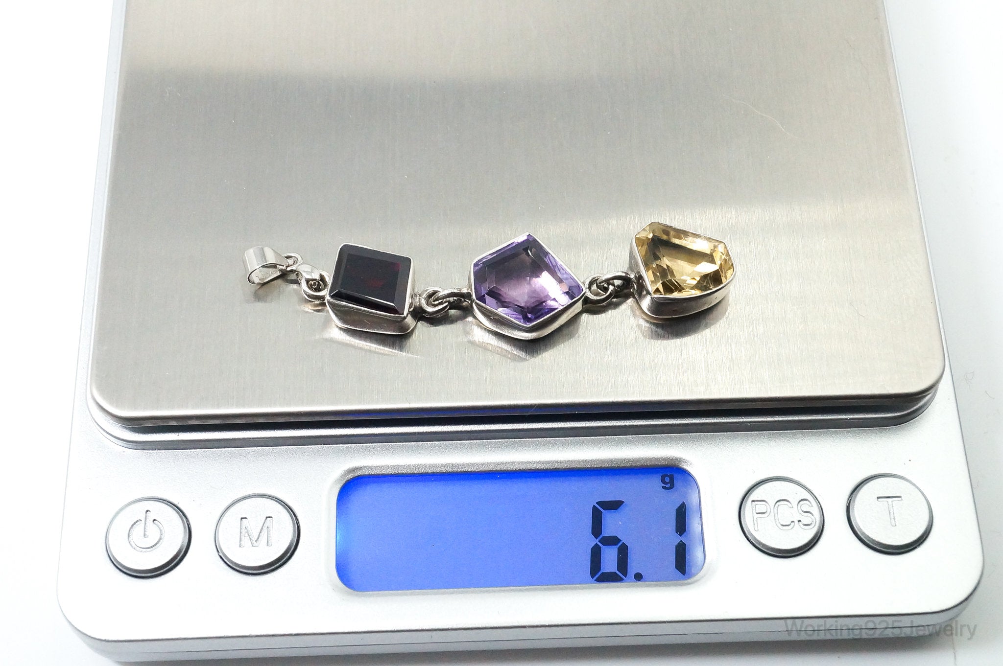Vintage Multi Gem Sterling Silver Necklace Pendant | Jewelry > Necklaces > Pendants | Wiccan Center