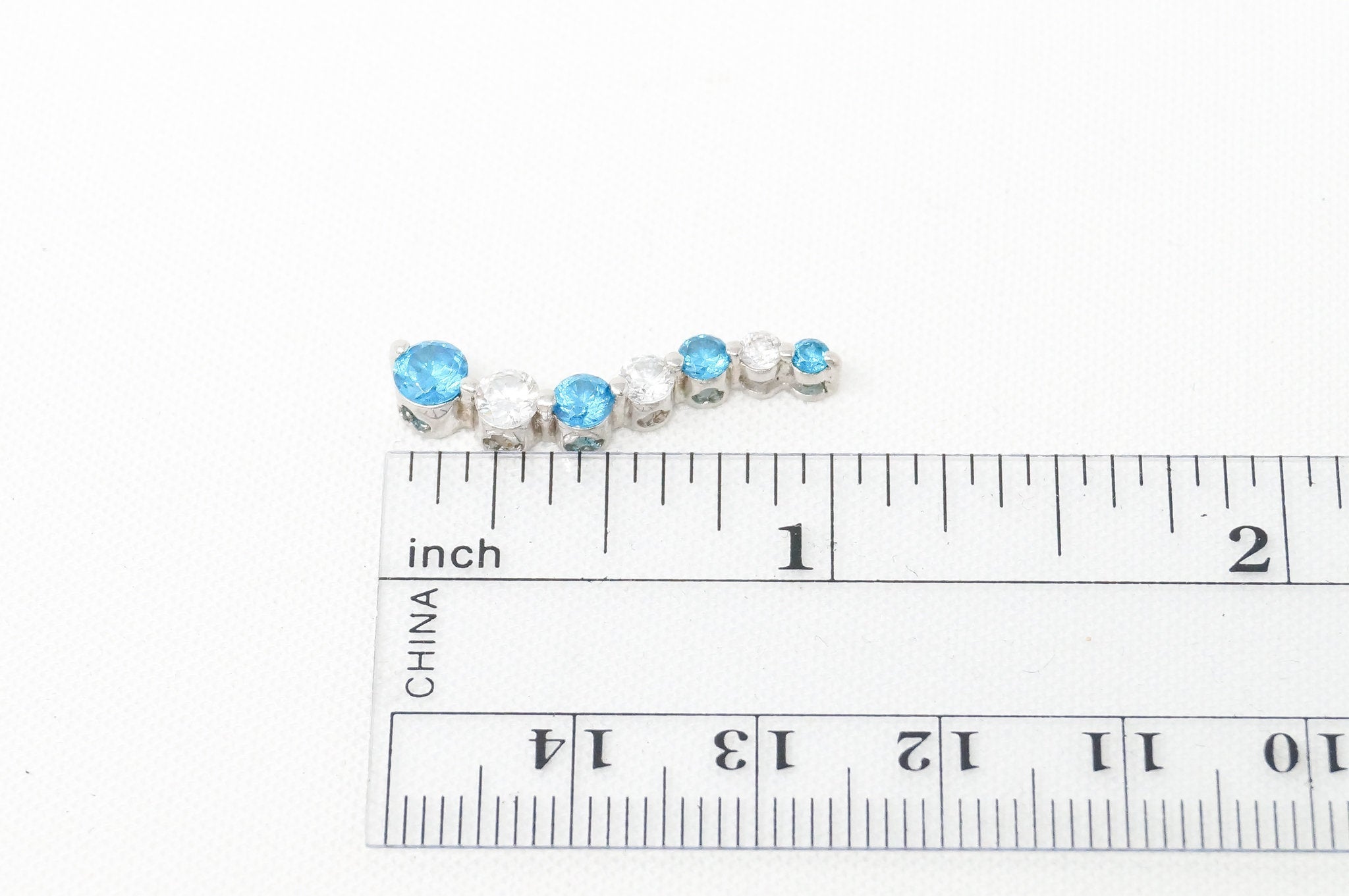 Vintage Designer SAI Art Deco Blue Topaz CZ Sterling Silver Necklace Pendant | Jewelry > Necklaces > Pendants | Wiccan Center