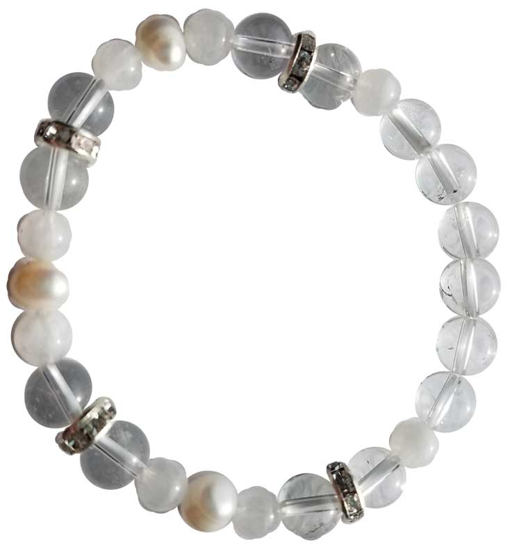 Rainbow Moonstone & Quartz Pearl Bracelet | Jewelry-Bracelet | Wiccan Center