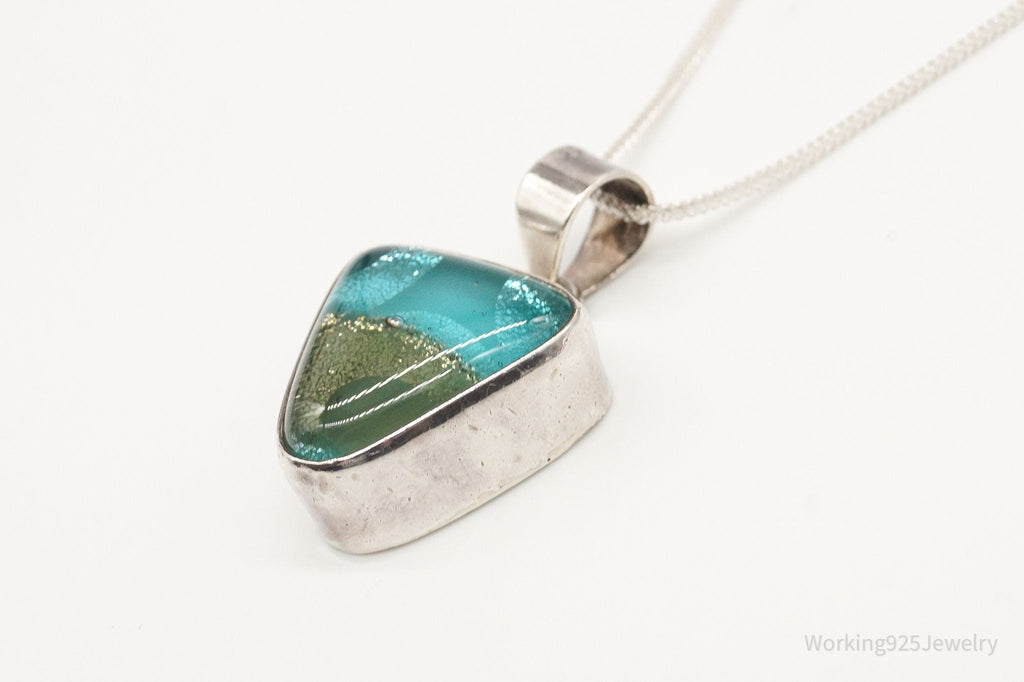 Vintage Dichroic Glass Sterling Silver Necklace | Jewelry > Necklaces > Pendants | Wiccan Center